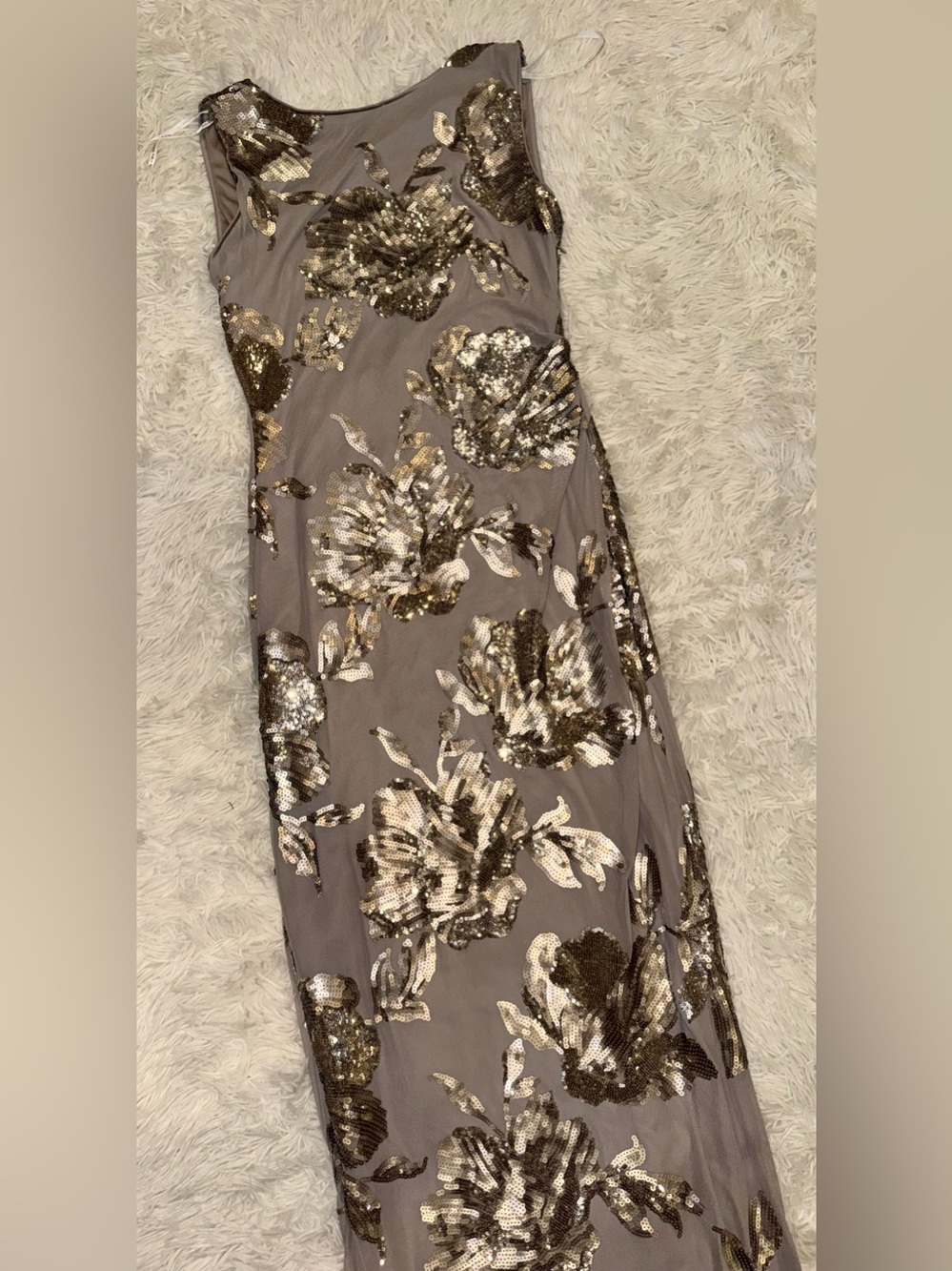 NEW Donna Karan Sequin Floral Sleeveless Dark Clay Gown Sz 8 - Picture 7 of 10